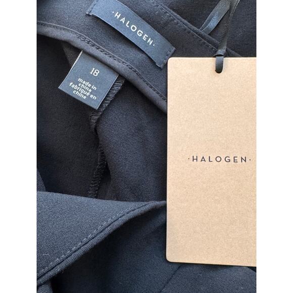 New HALOGEN Women's Black High Waist Side Slit Straight Leg Pants Size 18 - Picture 5 of 7